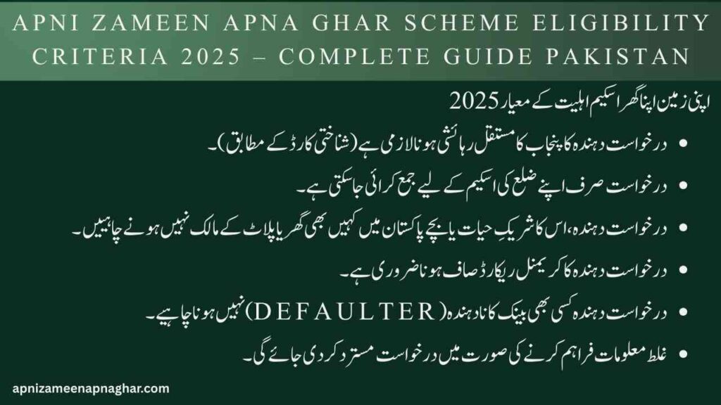 Apni Zameen Apna Ghar Scheme Eligibility Criteria 2025