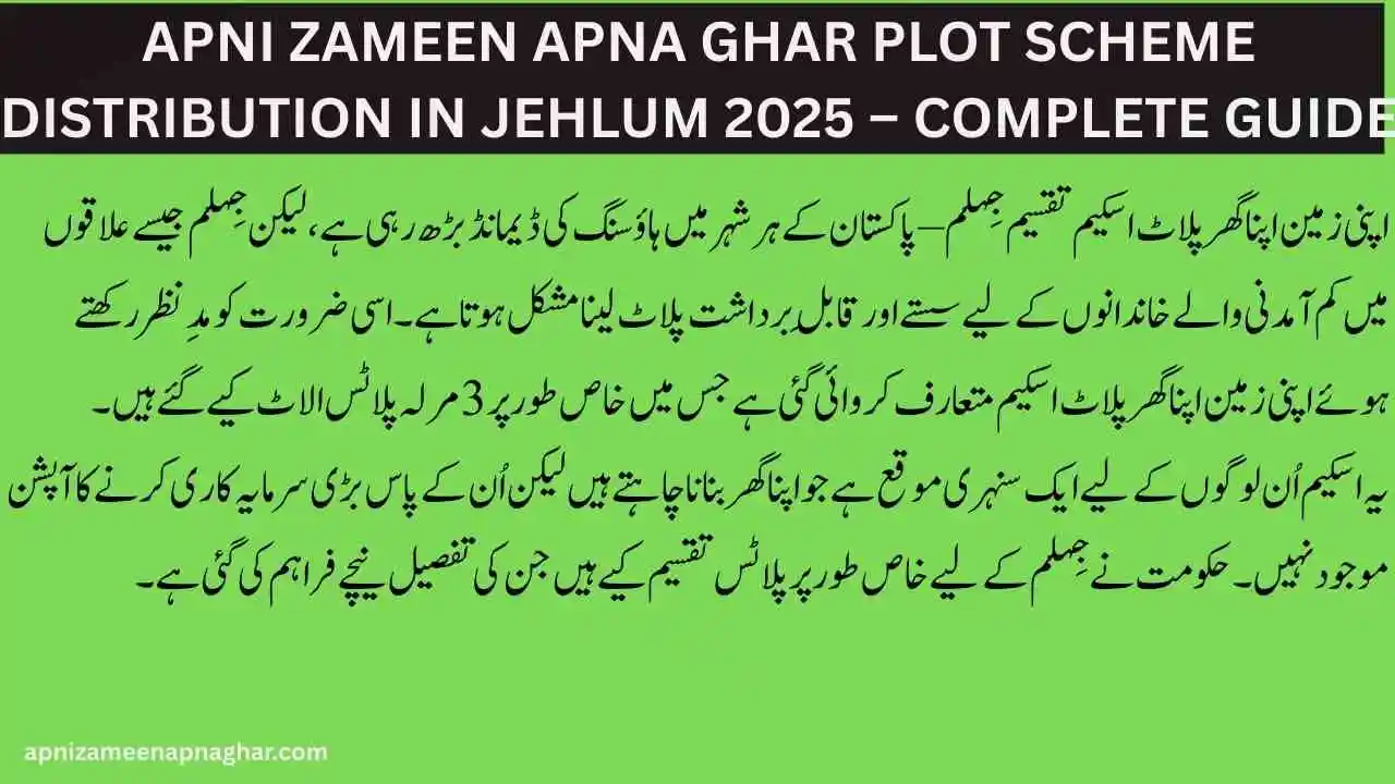 Apni Zameen Apna Ghar Plot Scheme Distribution in Jhelum
