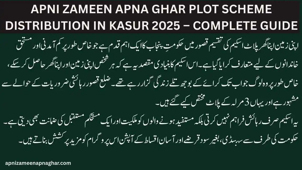 Apni Zameen Apna Ghar Plot Scheme Distribution in Kasur