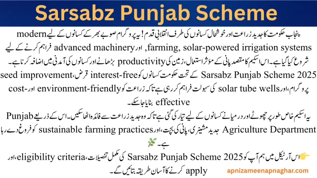 Key features of the Sarsabz Punjab Scheme 2025 promoting modern agriculture and farmer empowerment