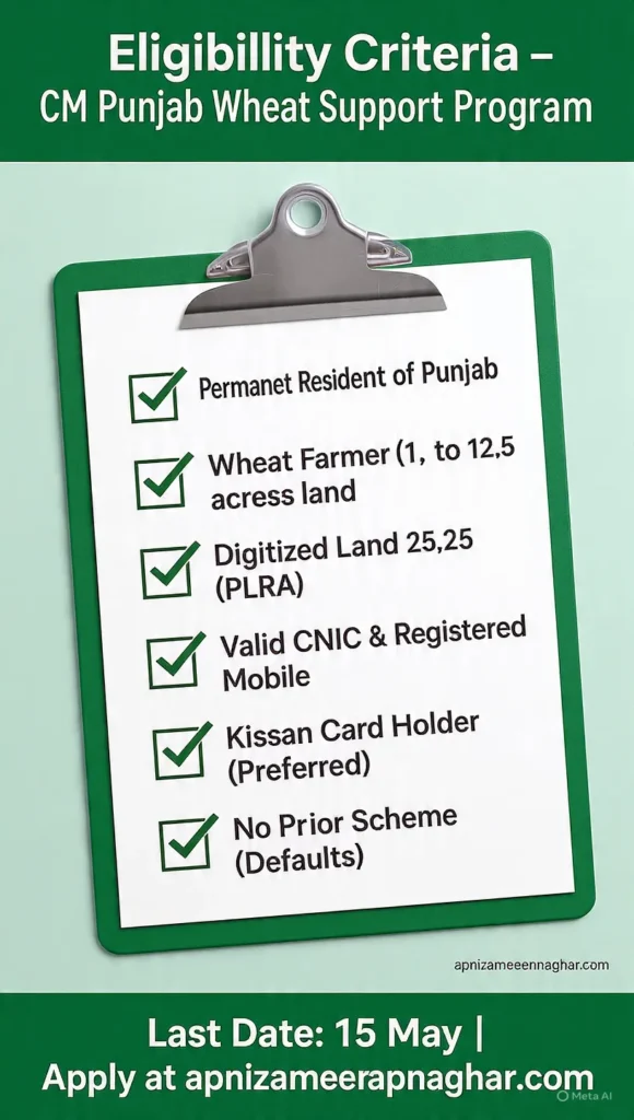 CM Punjab Wheat Support Program 2026 eligibility checklist for wheat farmers