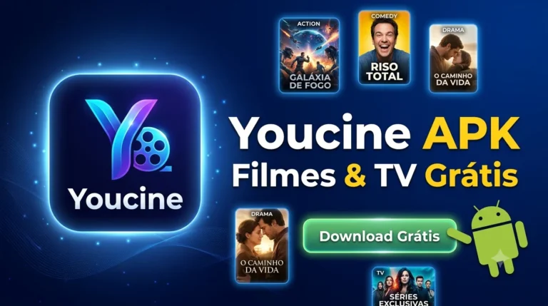 Youcine APK Download Grátis 2026 – App Interface with Movies and Live TV