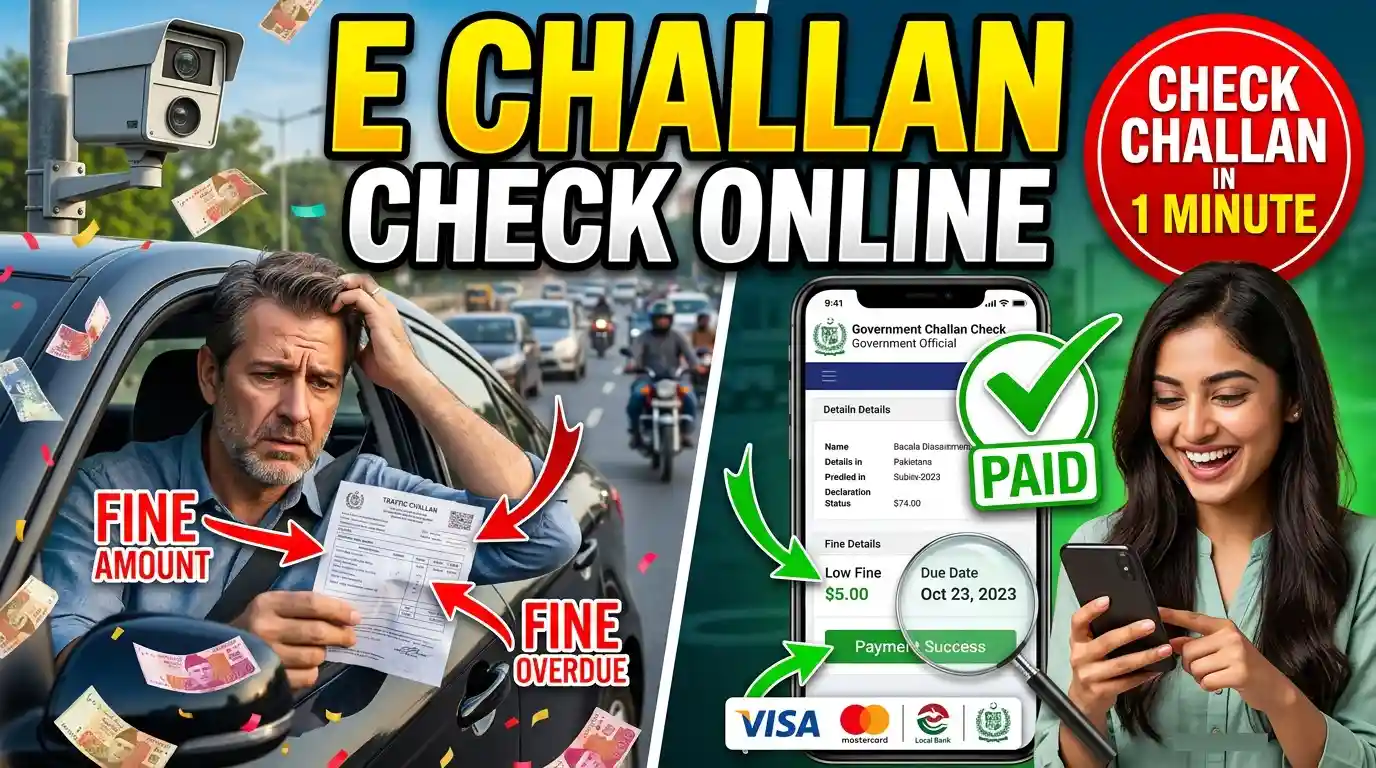 E Challan Check Online guide showing how to check traffic challan by vehicle number online