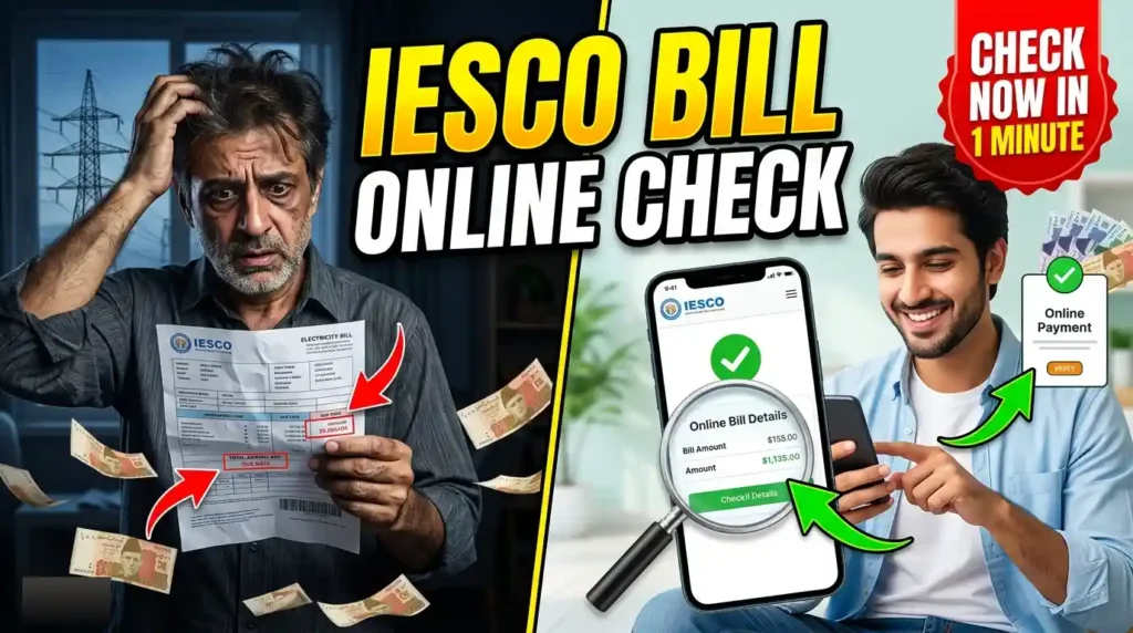 IESCO Bill Online Check guide showing how to check IESCO electricity bill online with reference number