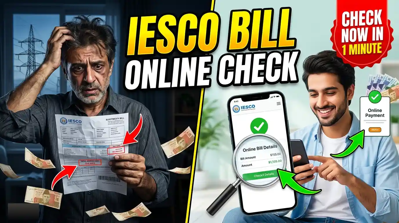IESCO Bill Online Check guide showing how to check IESCO electricity bill online with reference number